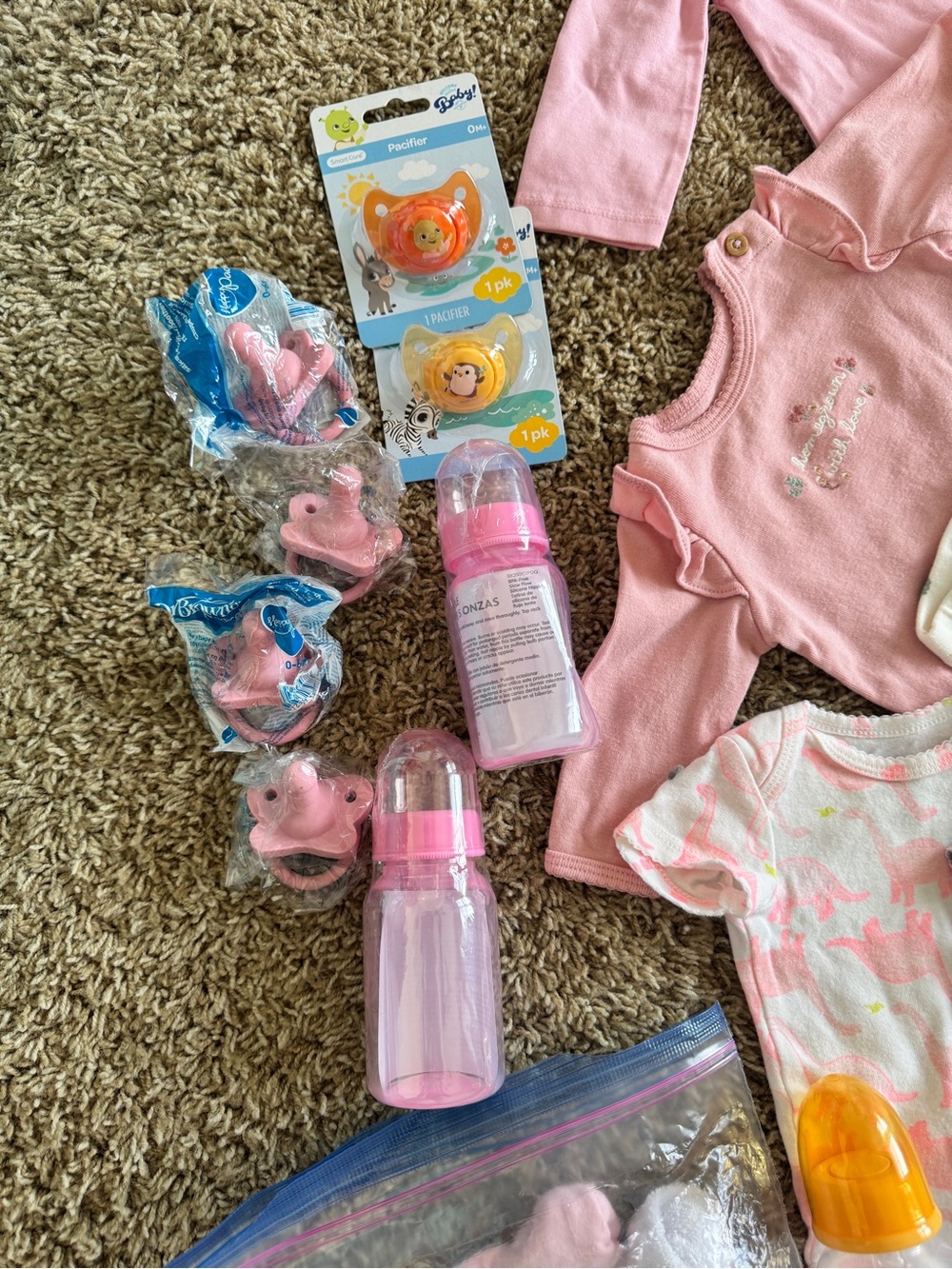 Assorted Pink & Neutral Baby One-Piece Bundle - Soft Long & Short Sleeve Styles - Picture 3 of 11